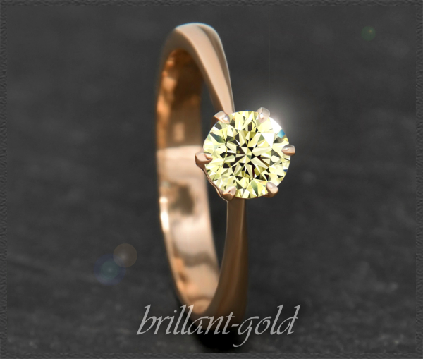 Brillant Ring 585 Gold; 0,72ct, zart gelb & Si1